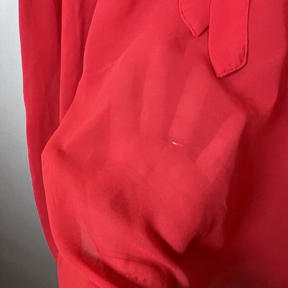 Rouge Collection Women’s Size 3X Red Blouse Short Flutter Sleeves Tie Front - Picture 5 of 9
